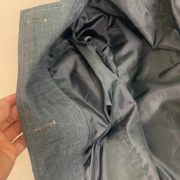 Rafaella Button Down 3/4 Sleeve Blazer Lightweight Jacket Size 8 Slate Blue - Picture 7 of 13